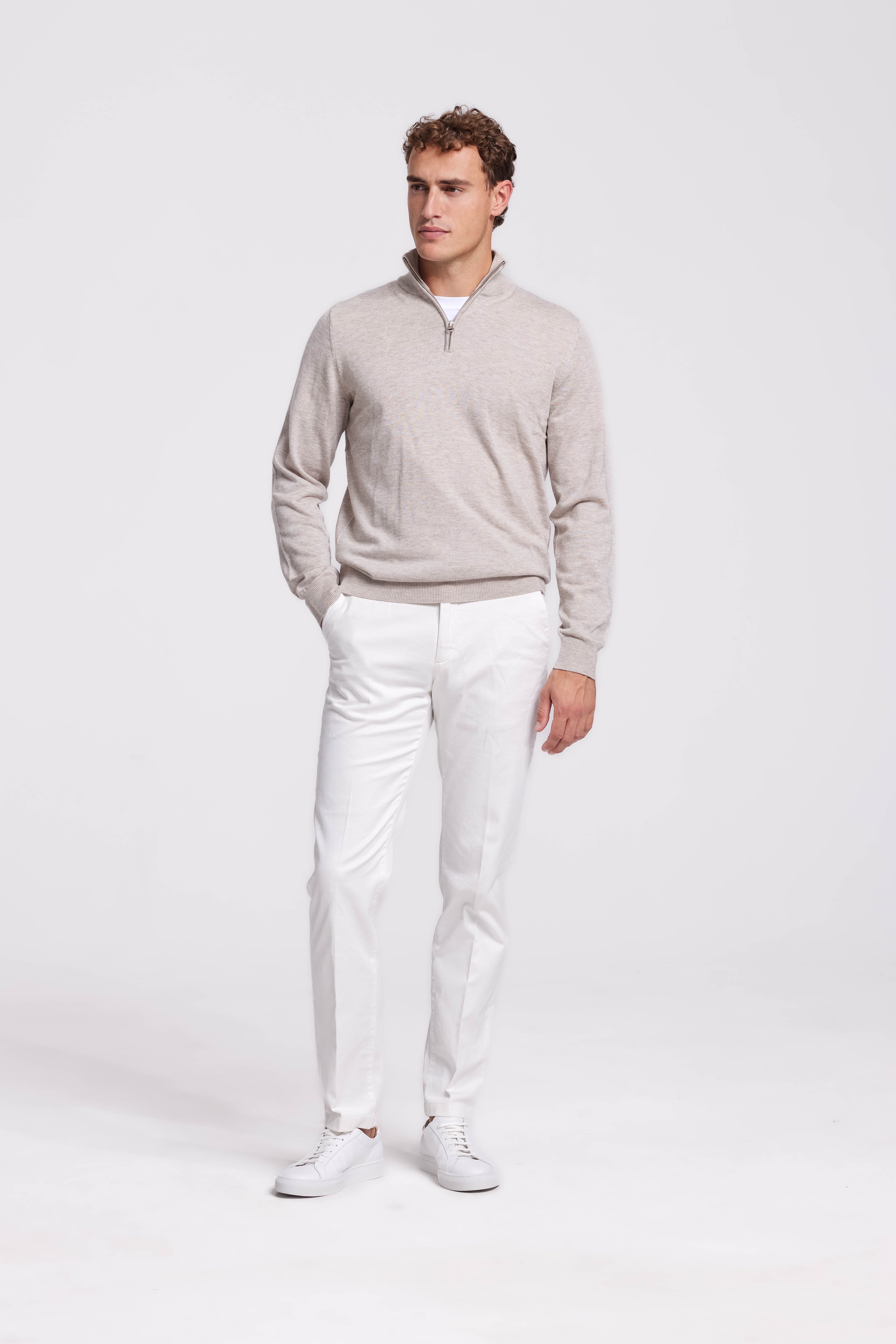 Quarter-zip Beige Sweater