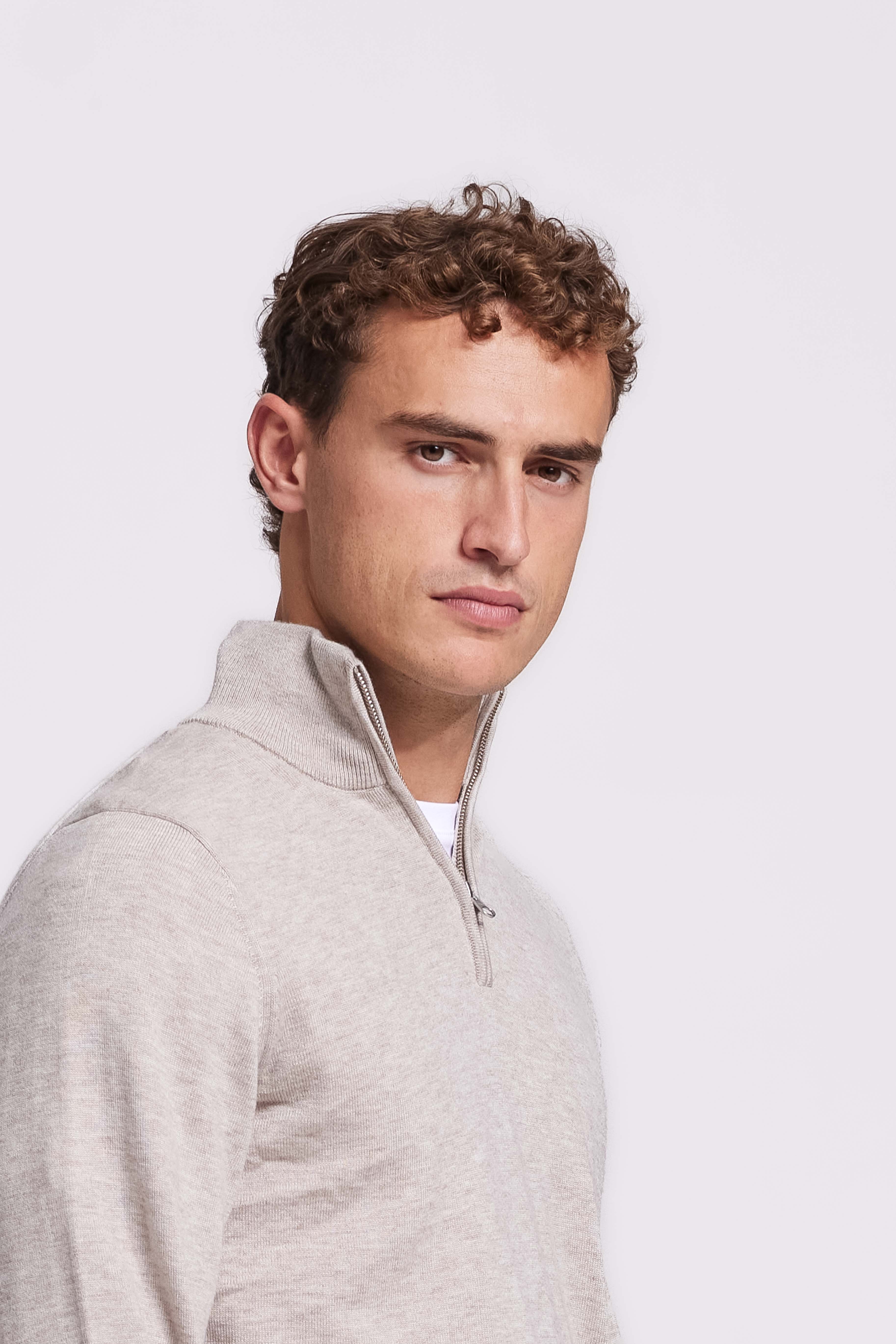 Quarter-zip Beige Sweater