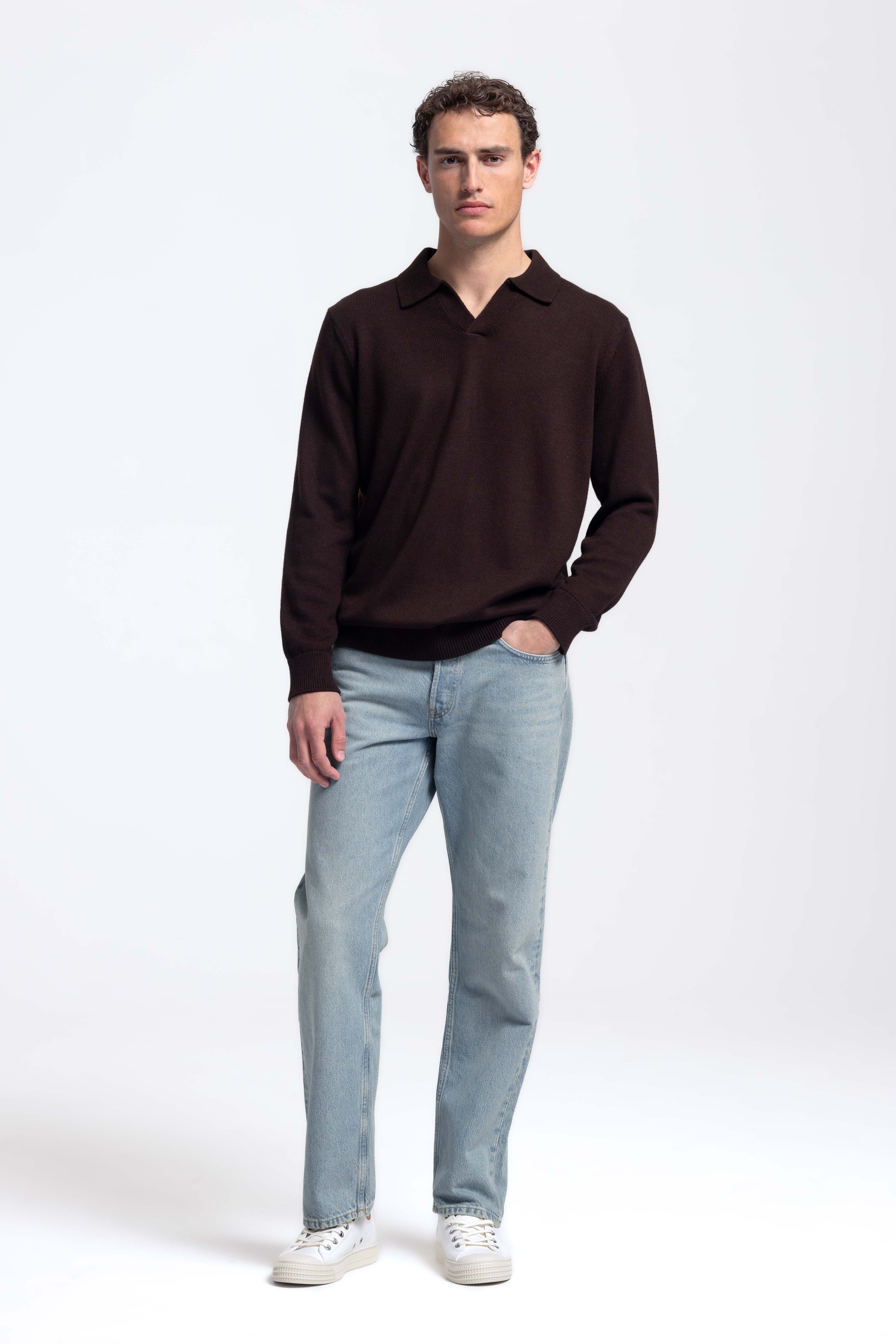 Loose Knit Polo - Dark Brown