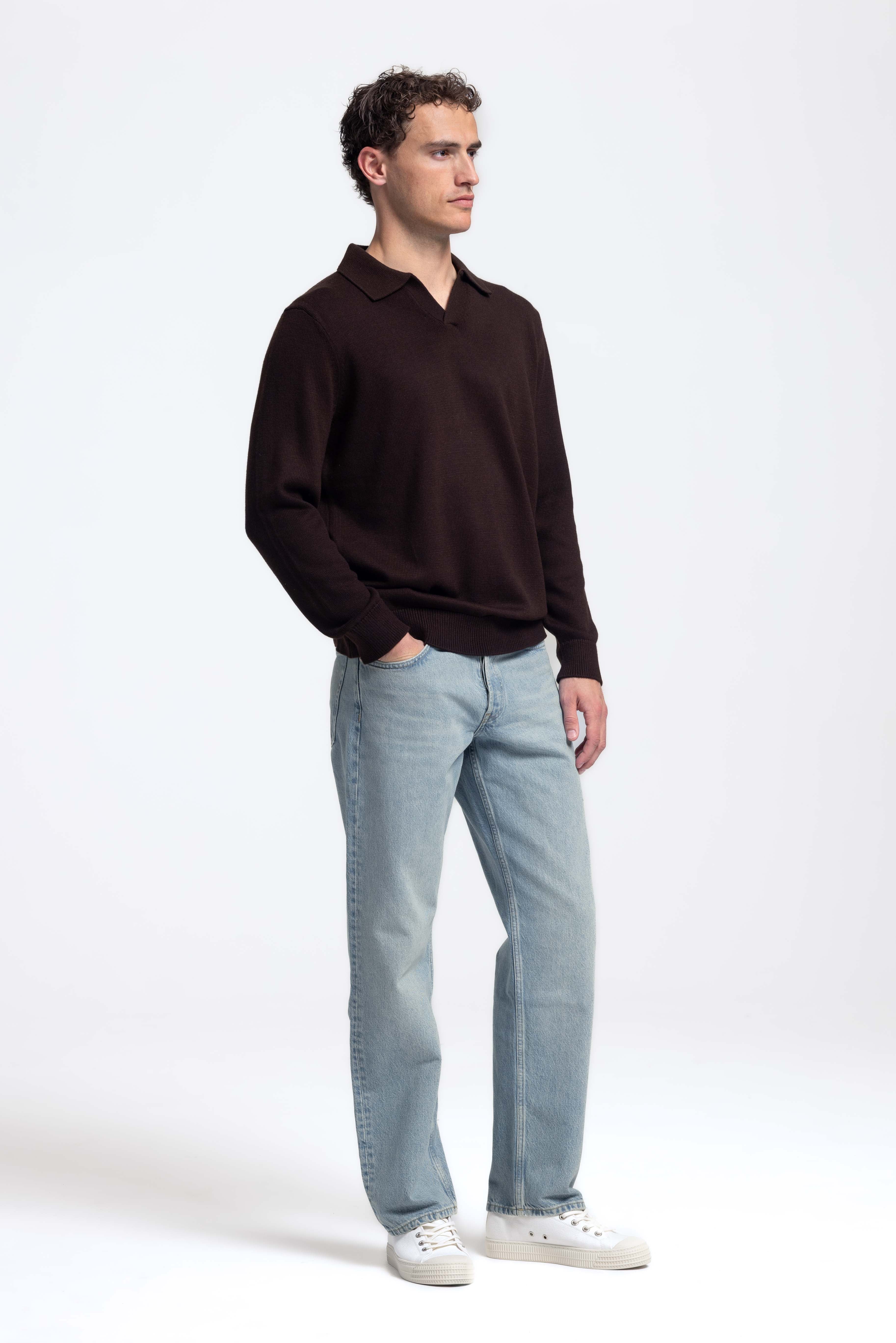 Loose Knit Polo - Dark Brown