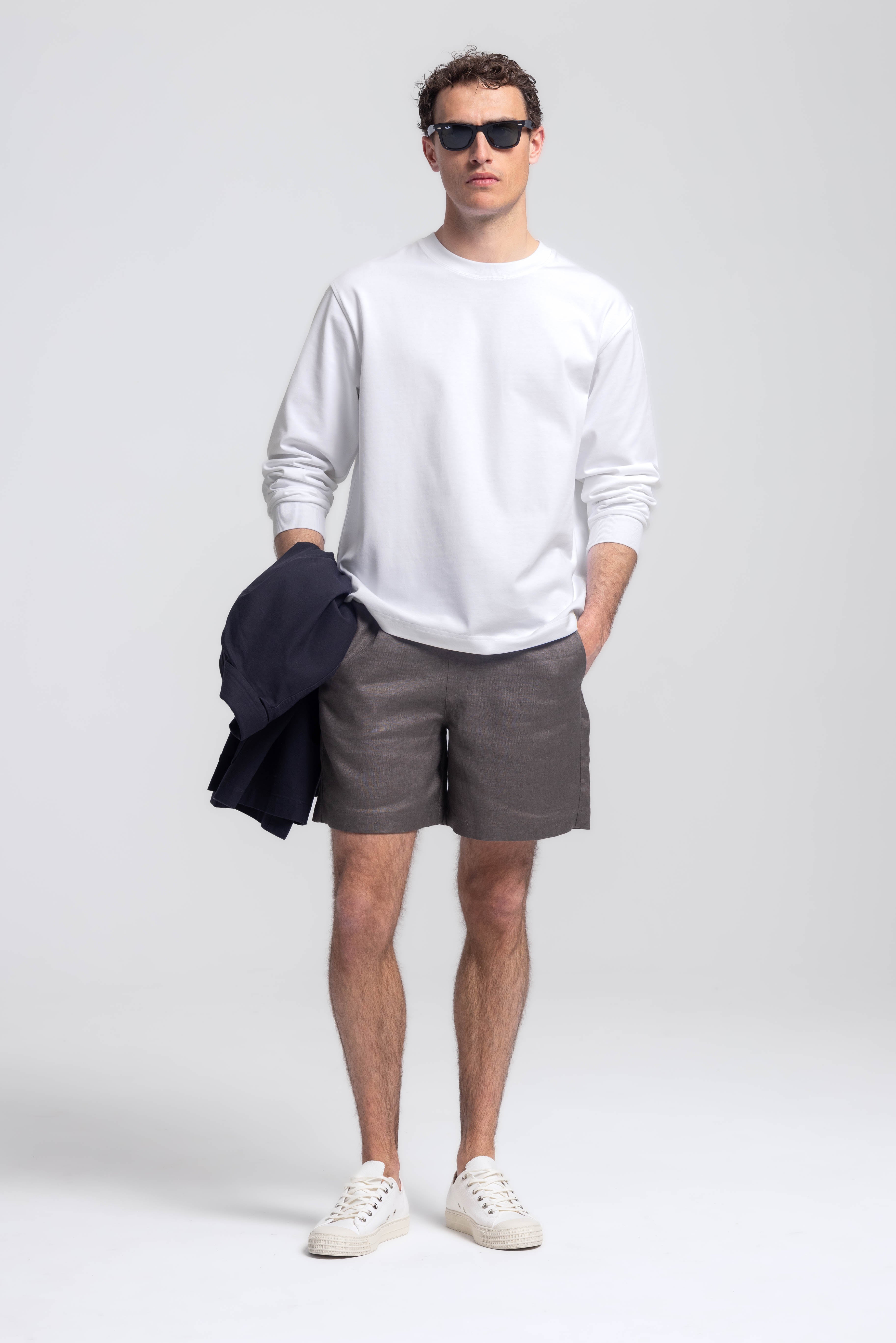 Schweres Langarm-T-Shirt – Weiß