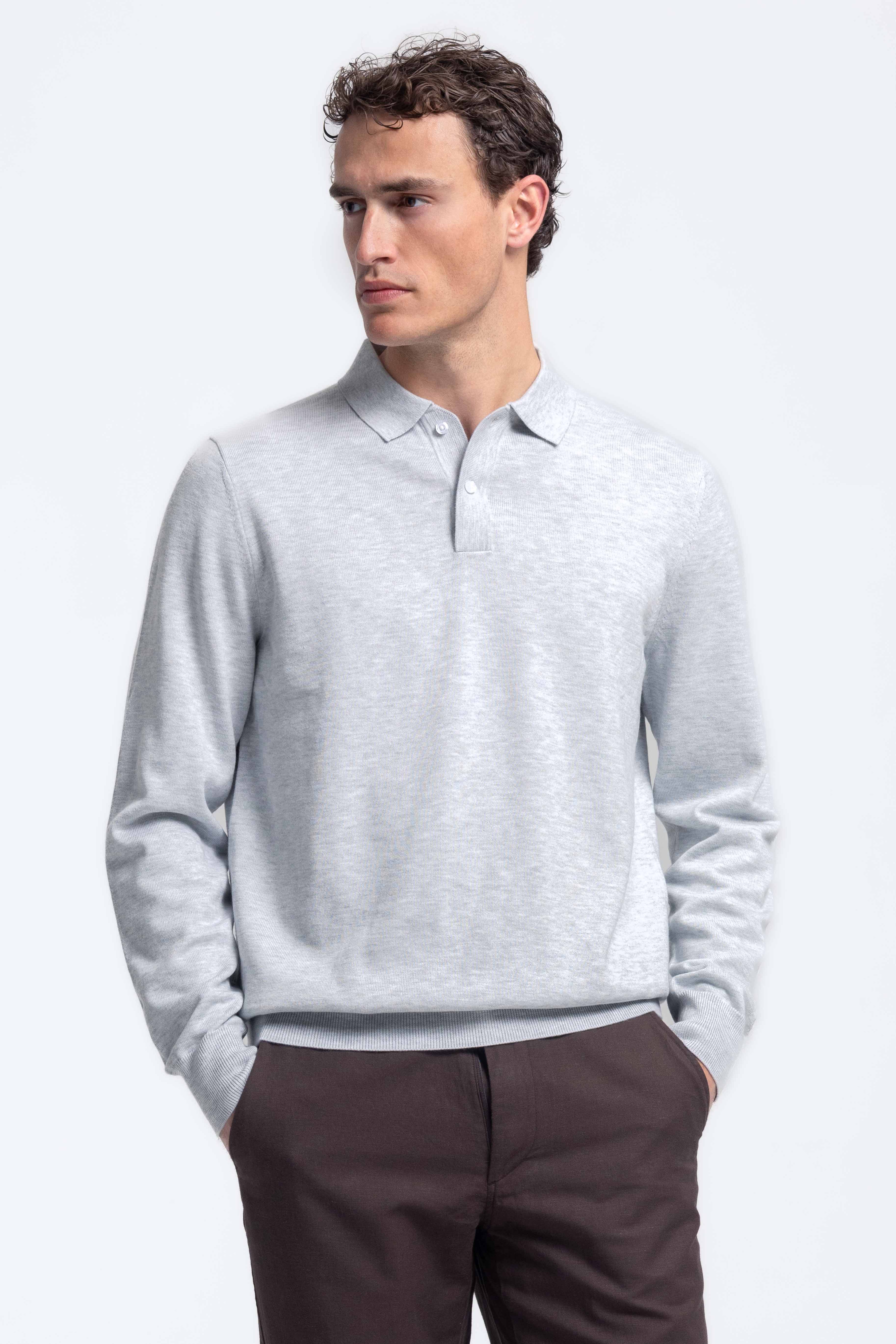 Strickpolo Hellgrau