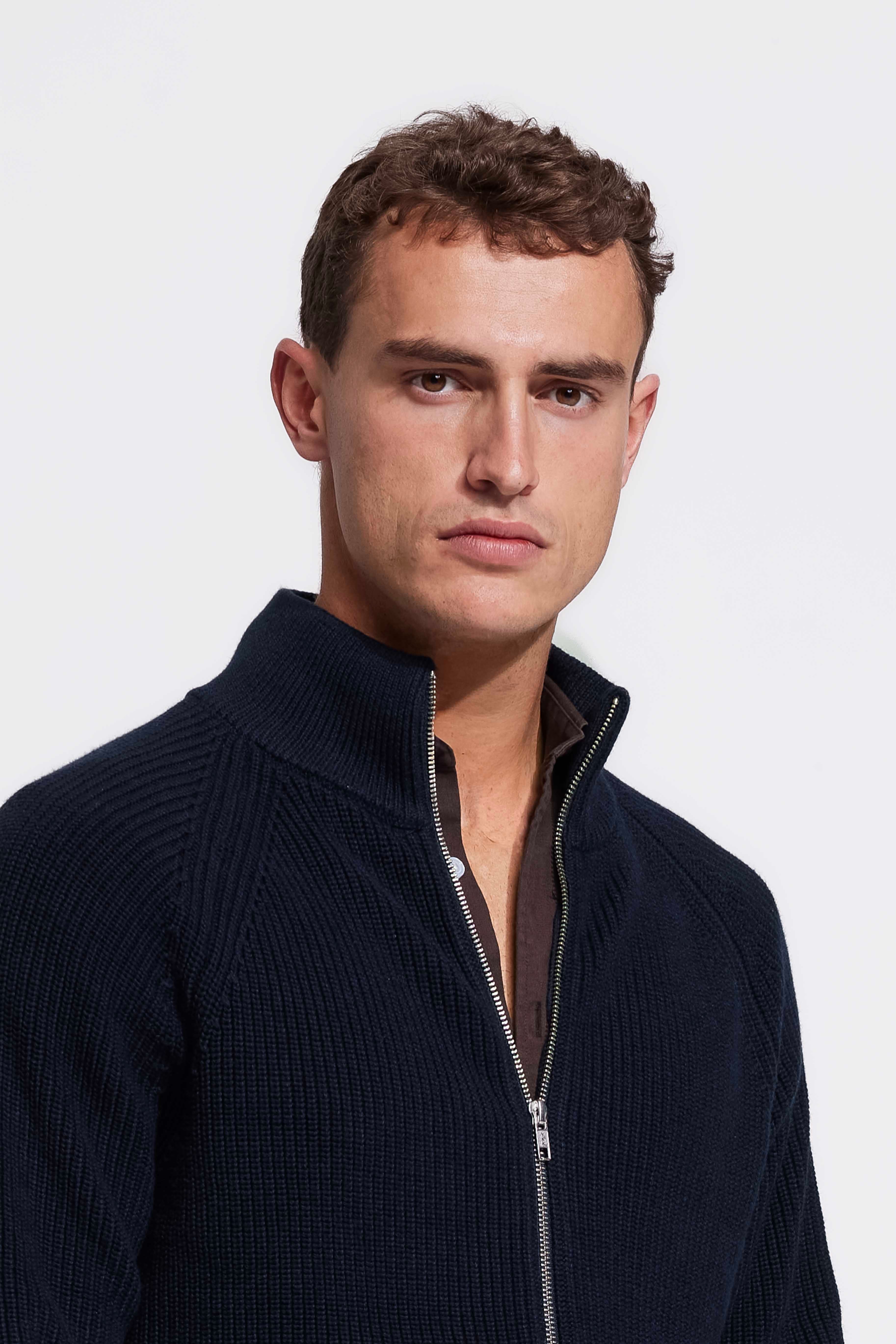 Donkerblauw rib vest