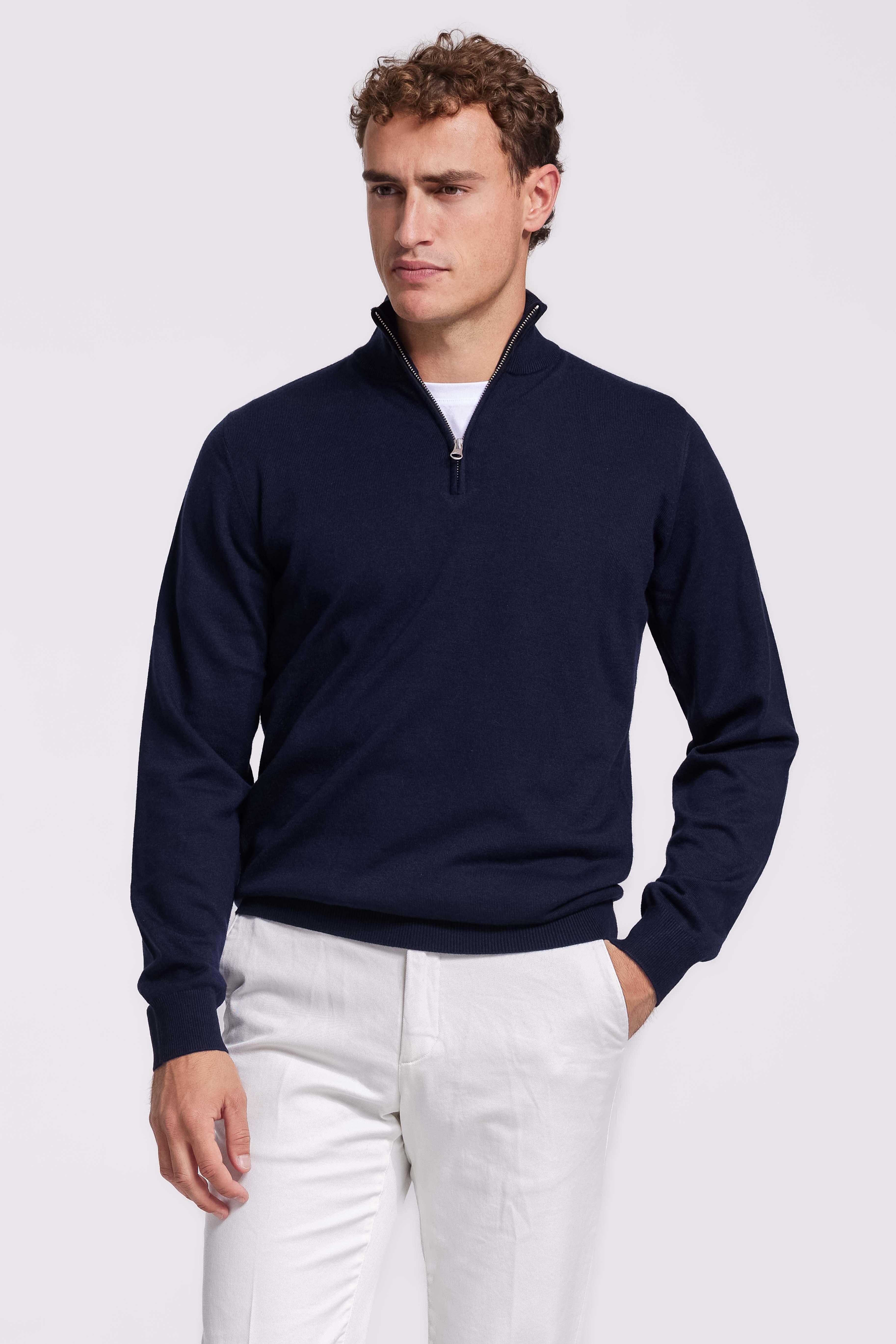 Blauer Pullover mit Reißverschluss für Herren NØLSON NØLSON