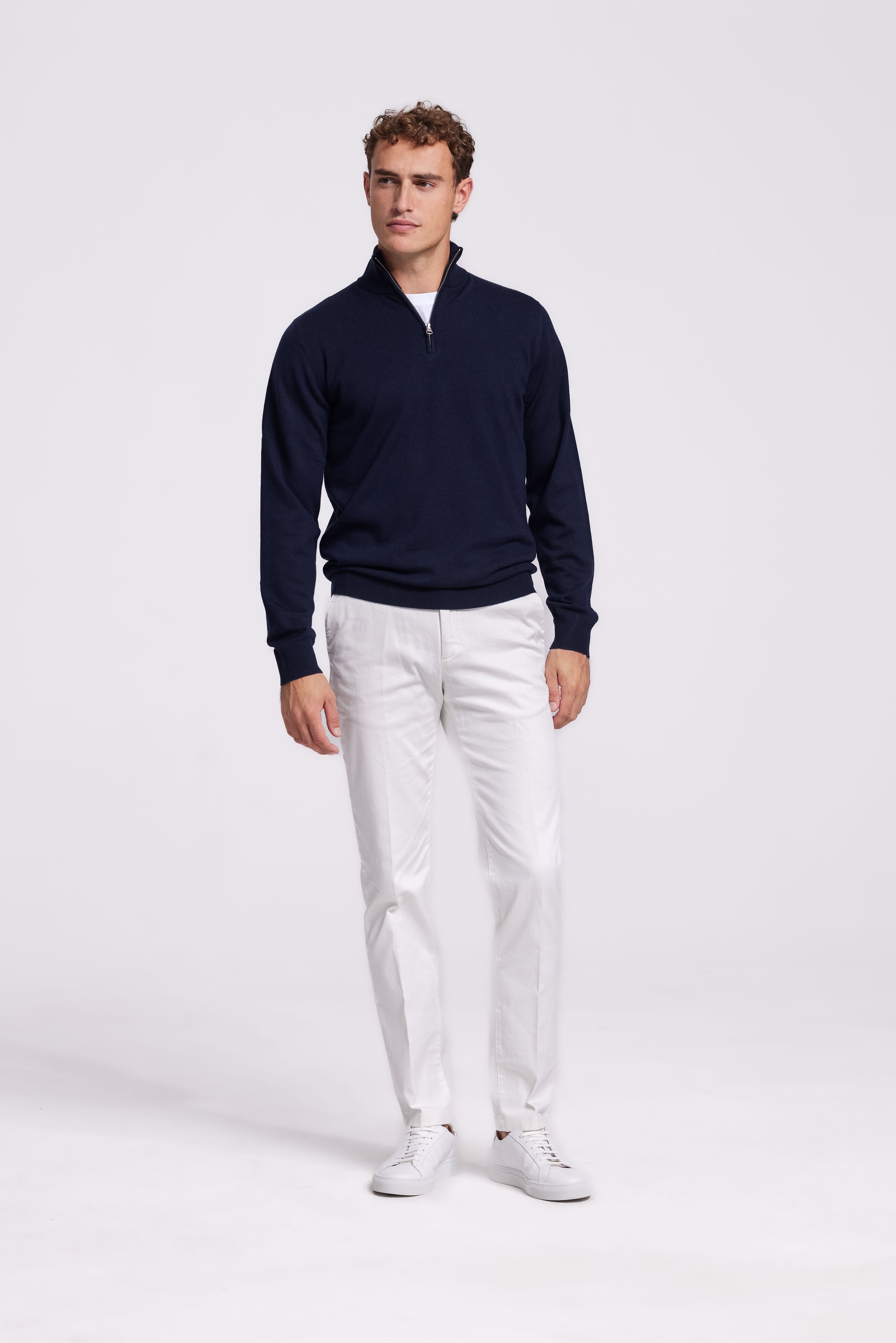 Donkerblauwe Quarter-zip