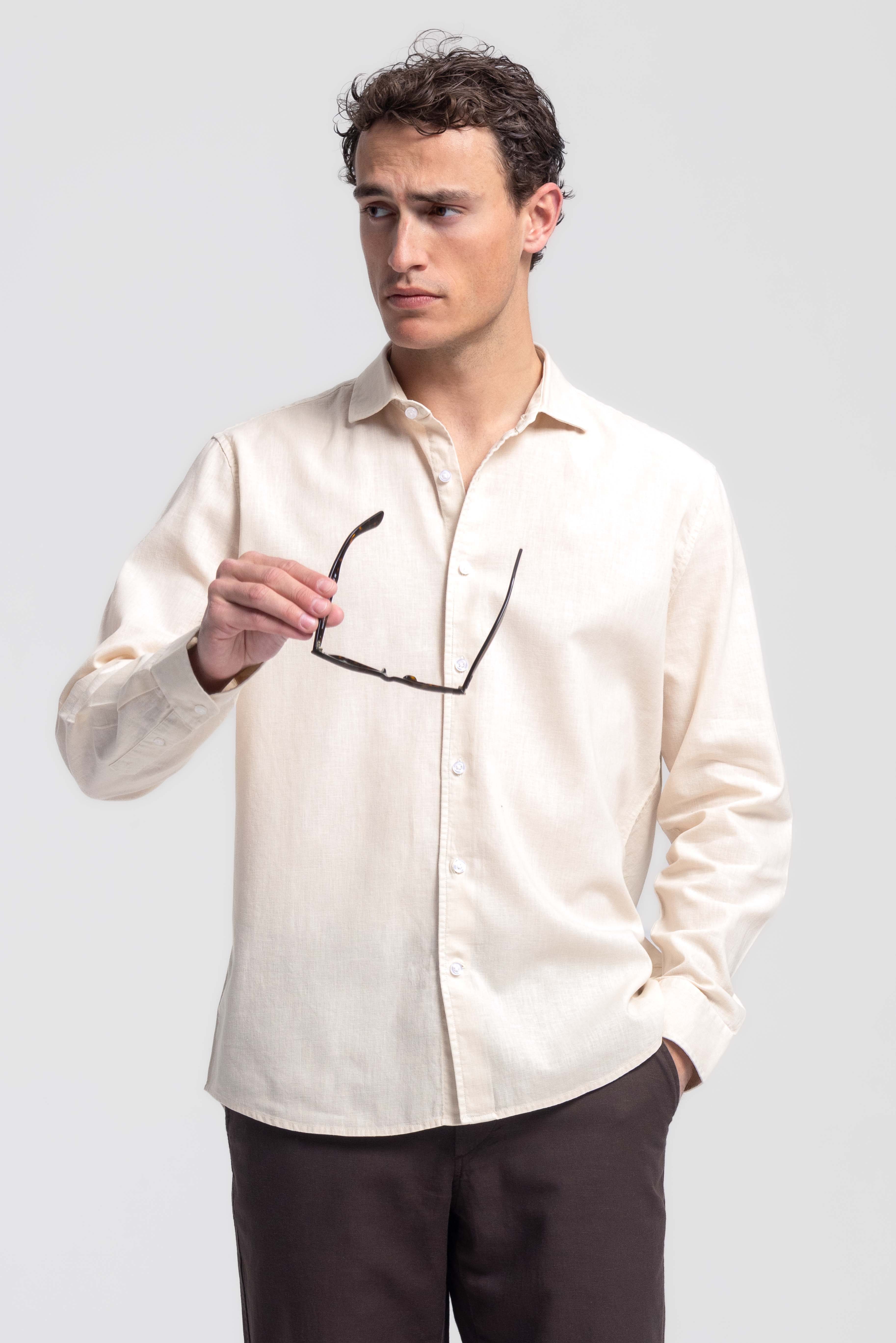 Lindo Linnen Overhemd - Beige