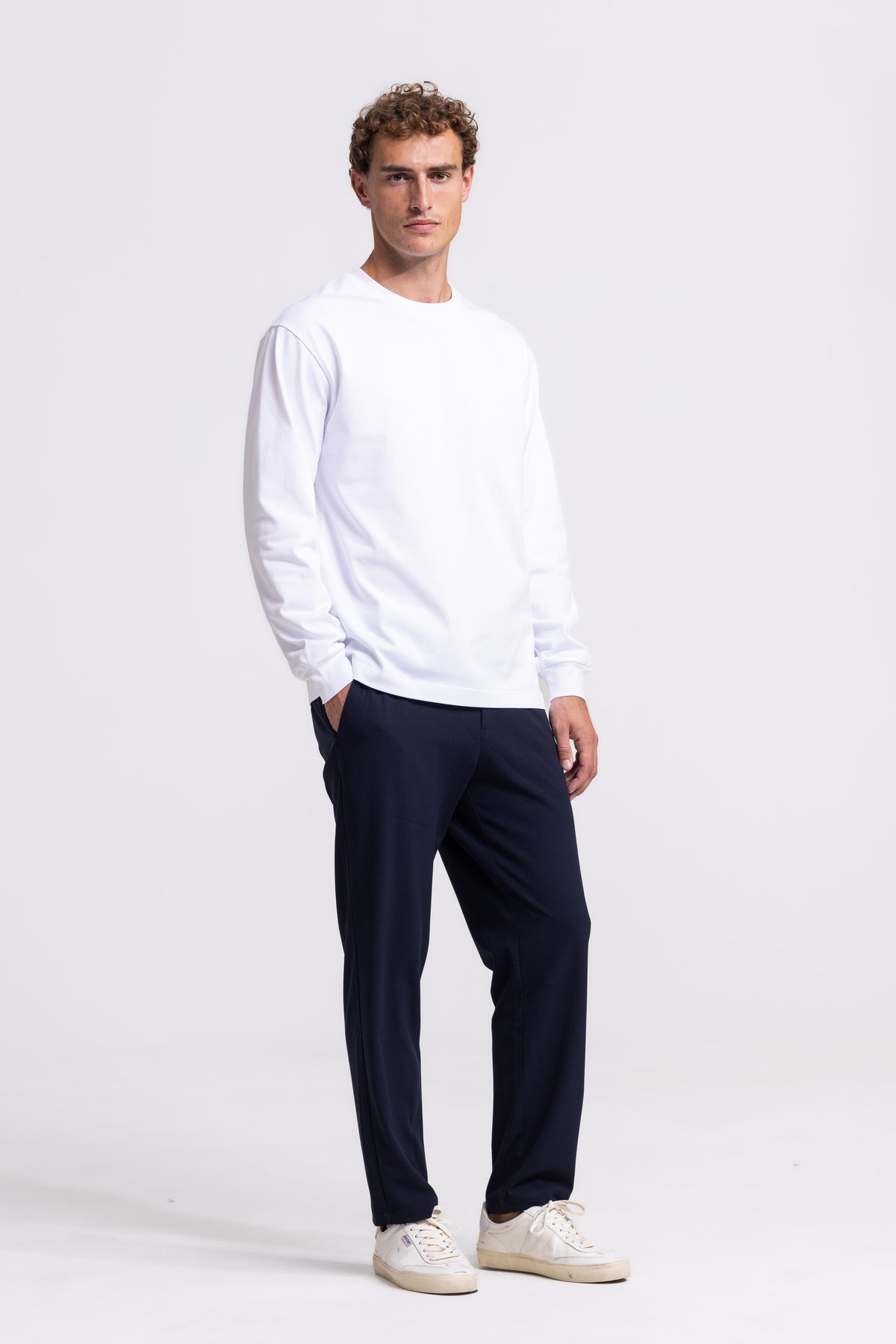 Schweres Langarm-T-Shirt – Weiß