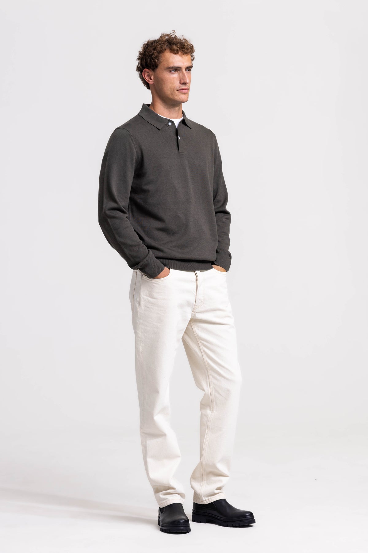 Knitted Polo - Olive Green