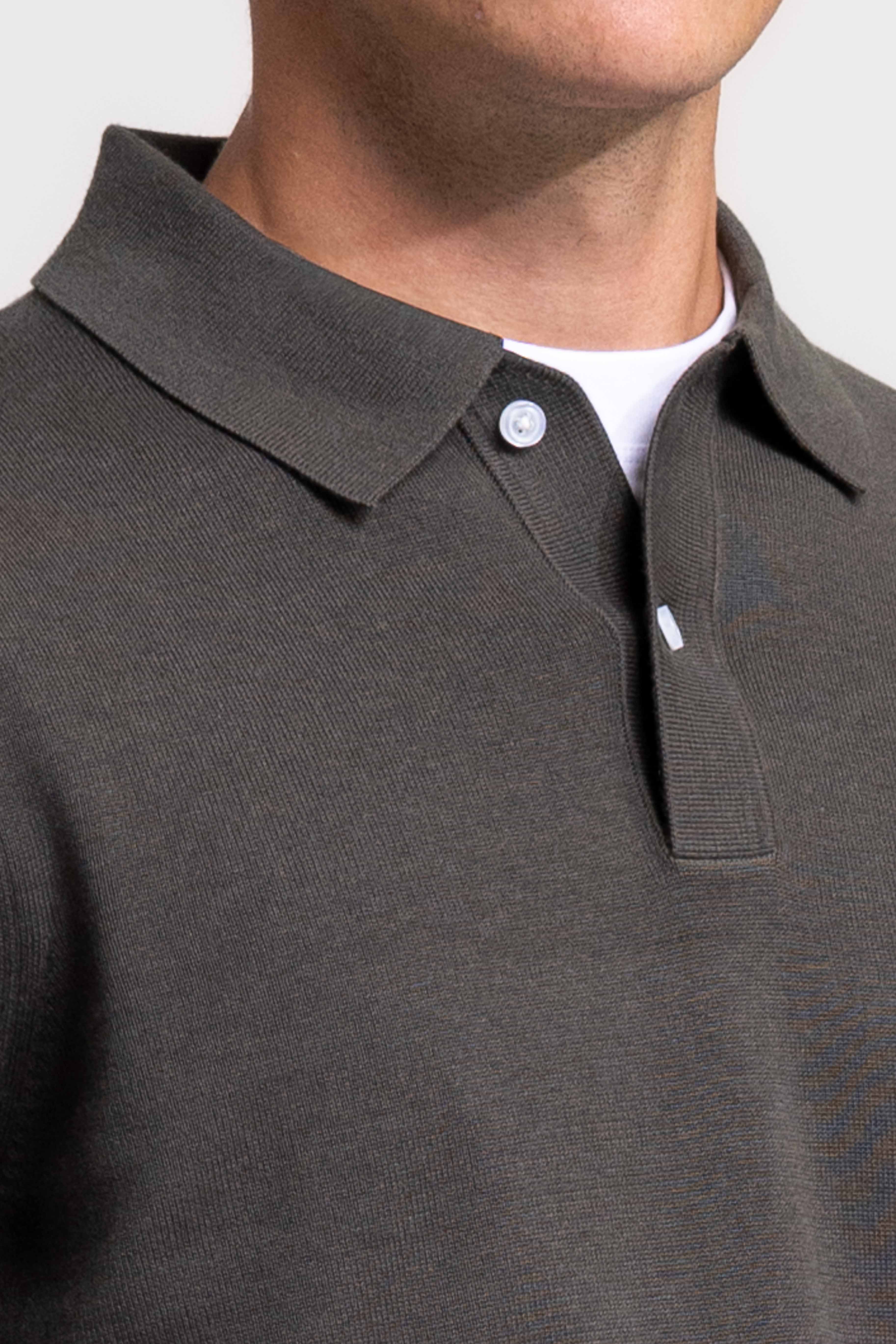 Knitted Polo - Olive Green