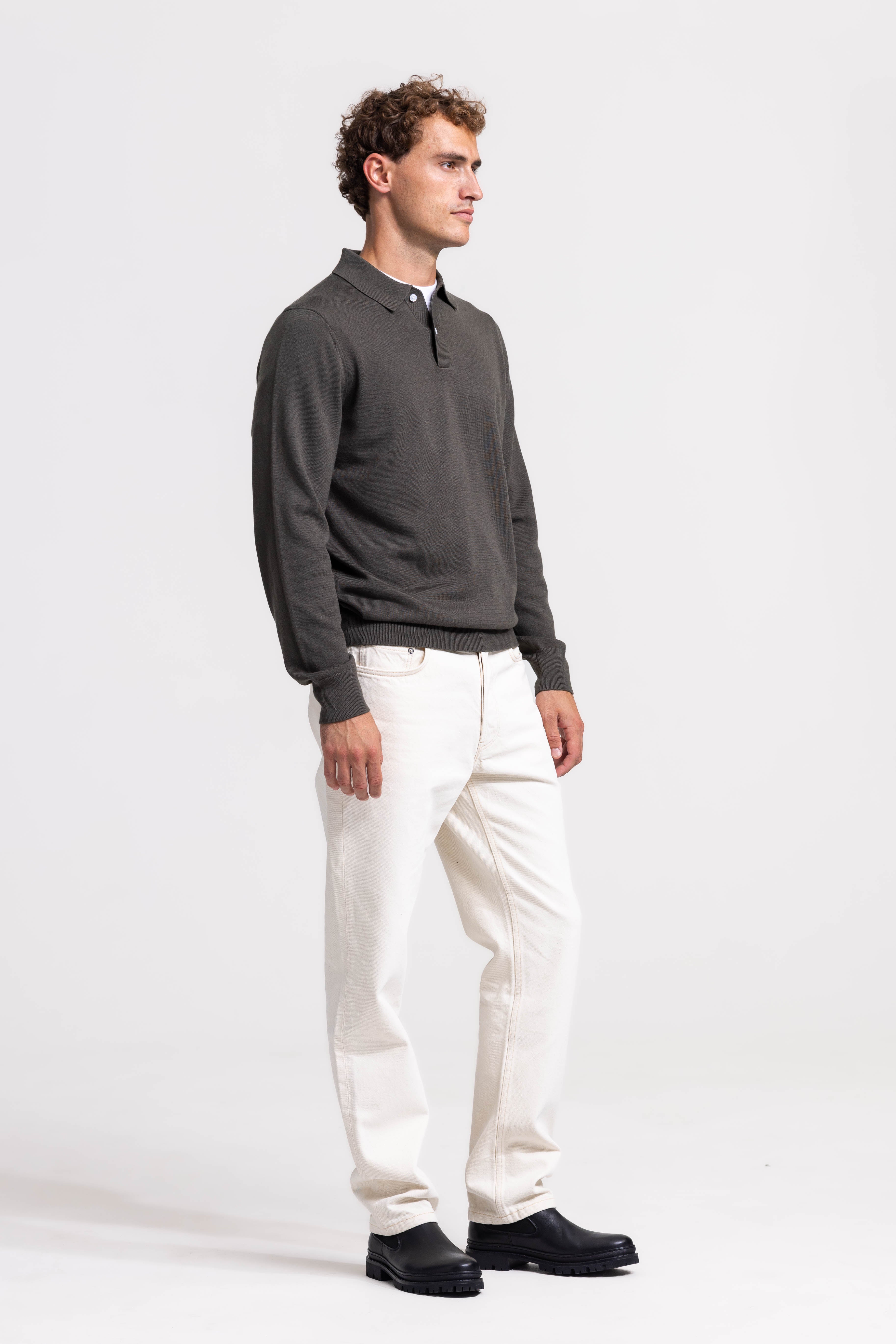 Knitted Polo - Olive Green