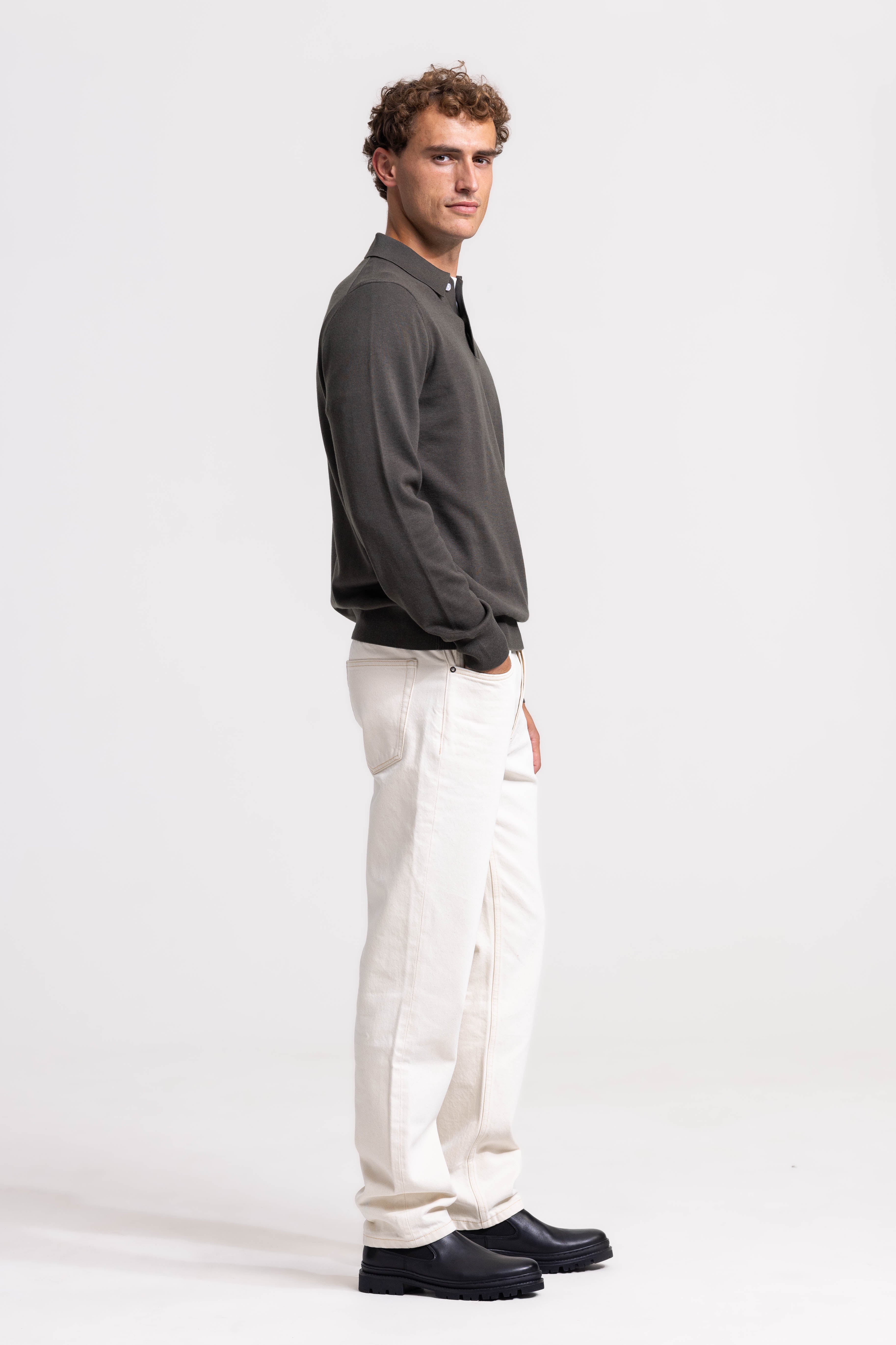 Knitted Polo - Olive Green