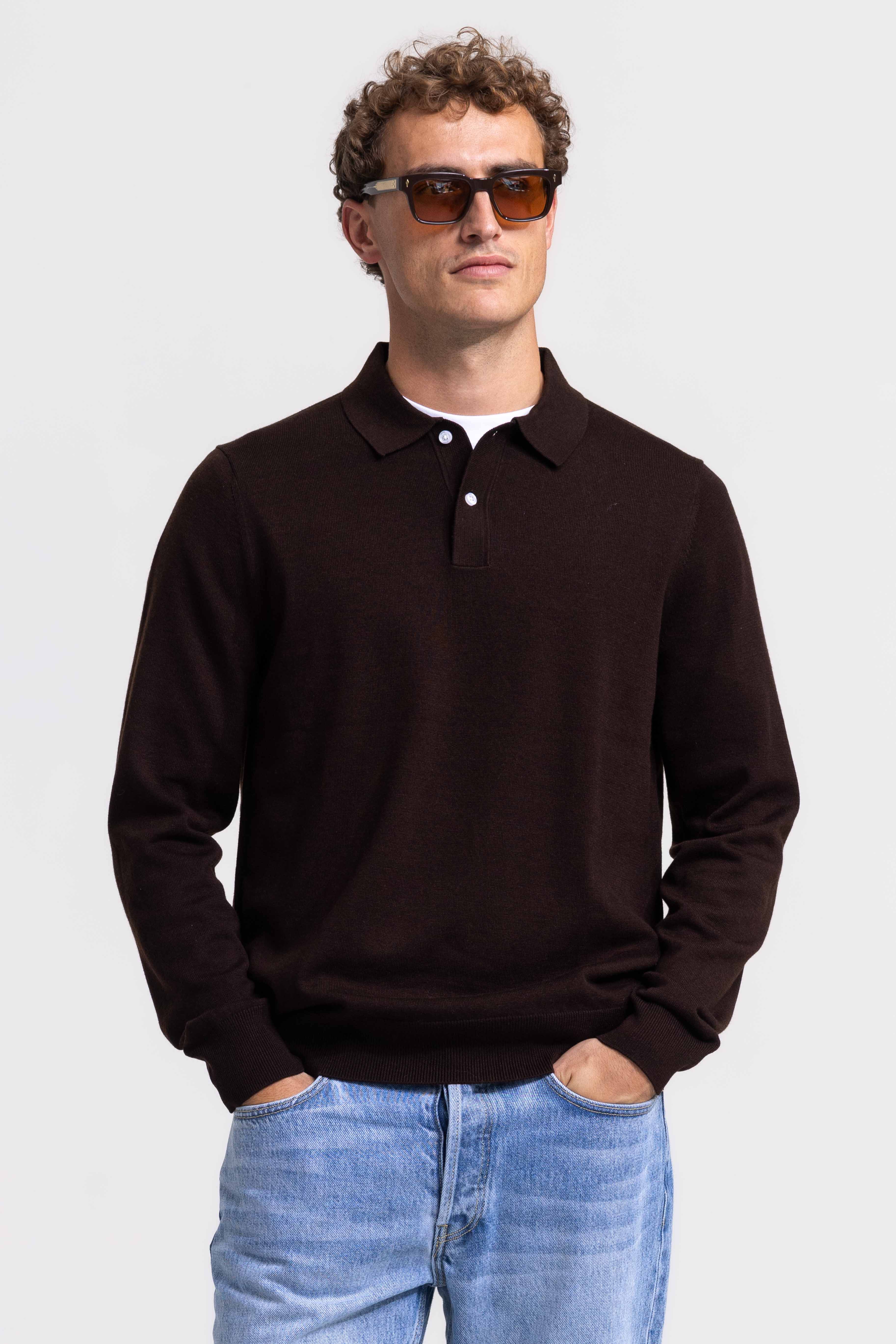 Knitted Polo - Dark Brown