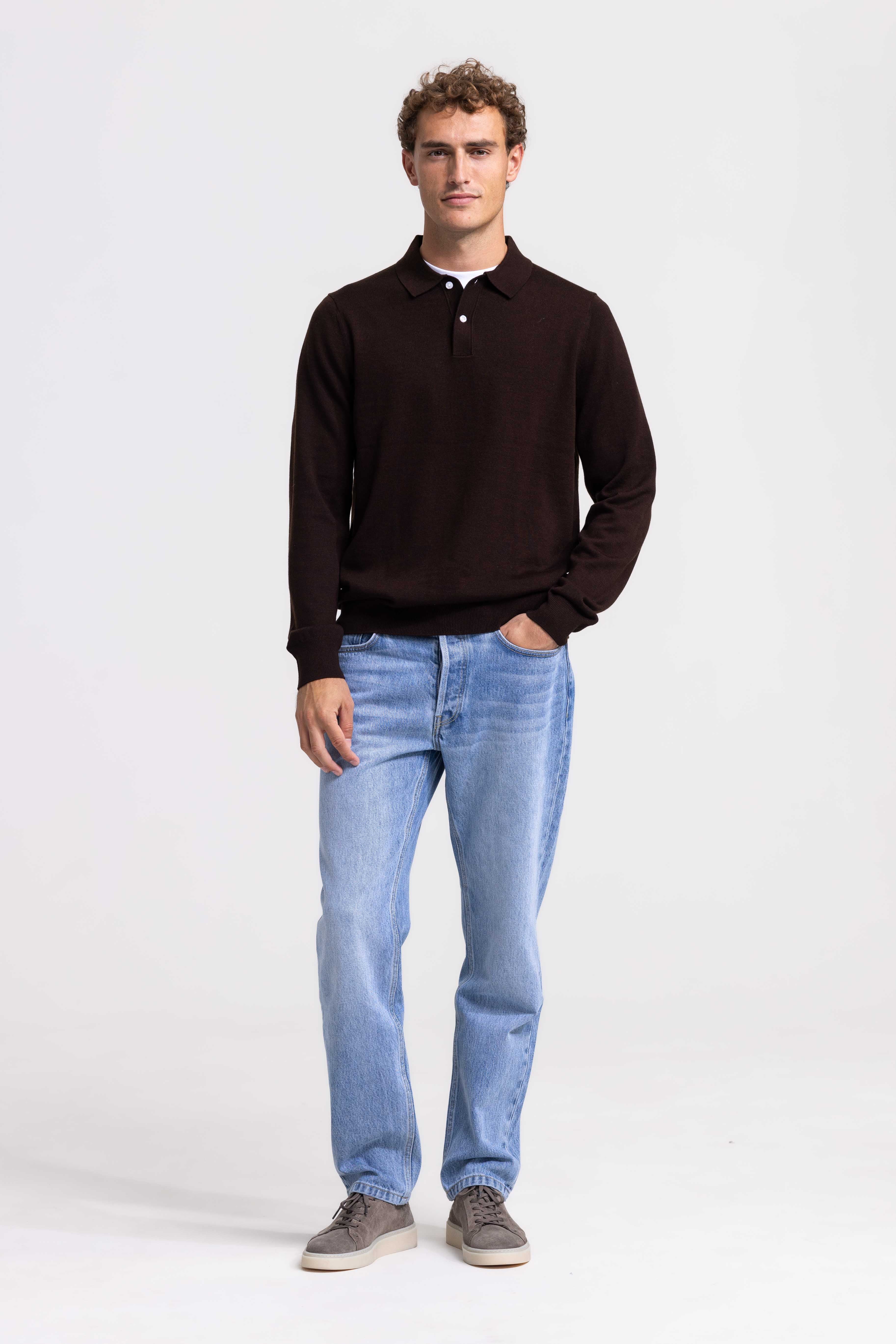 Knitted Polo - Dark Brown
