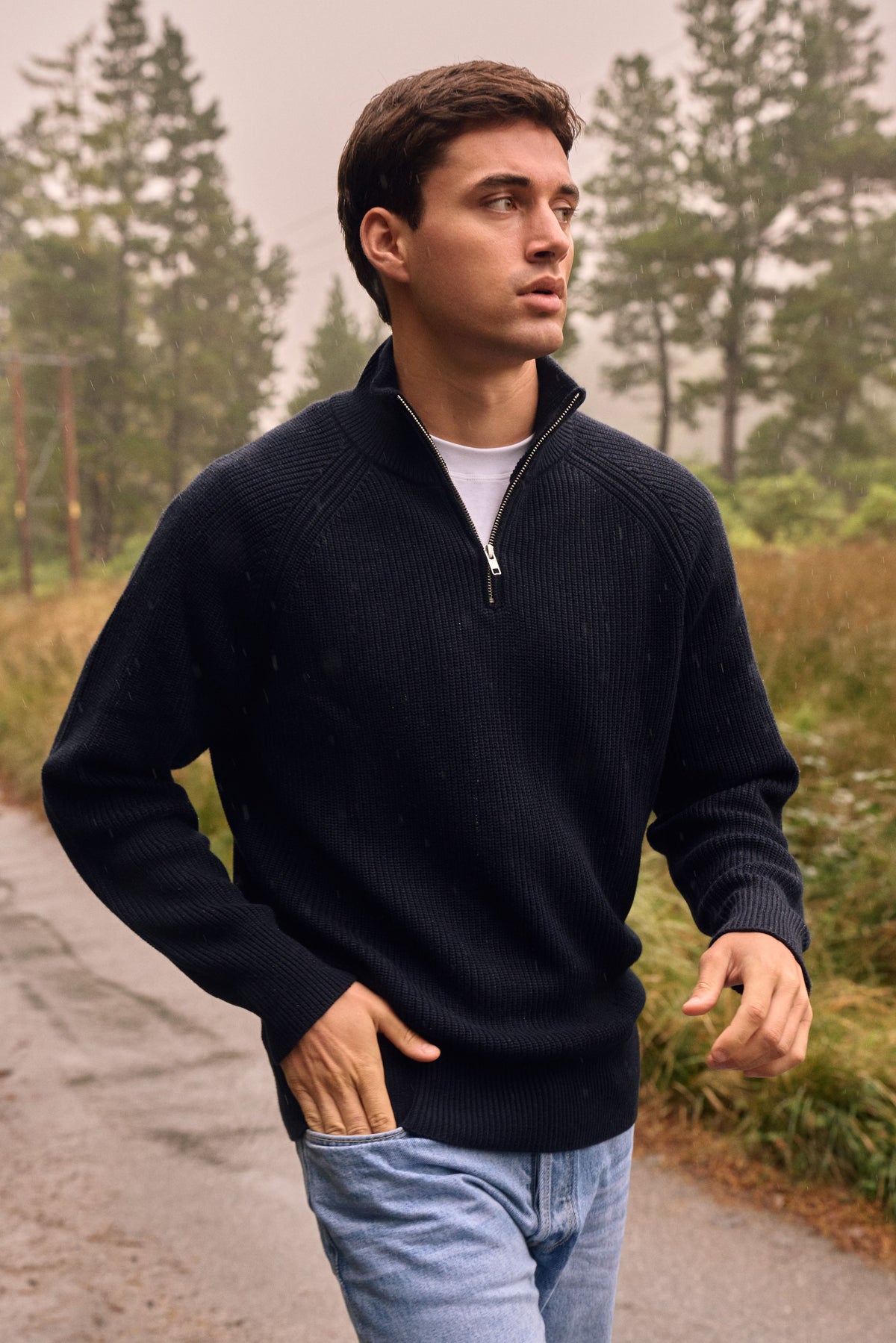 Heavy Rib Quarter-Zip - Dark Blue