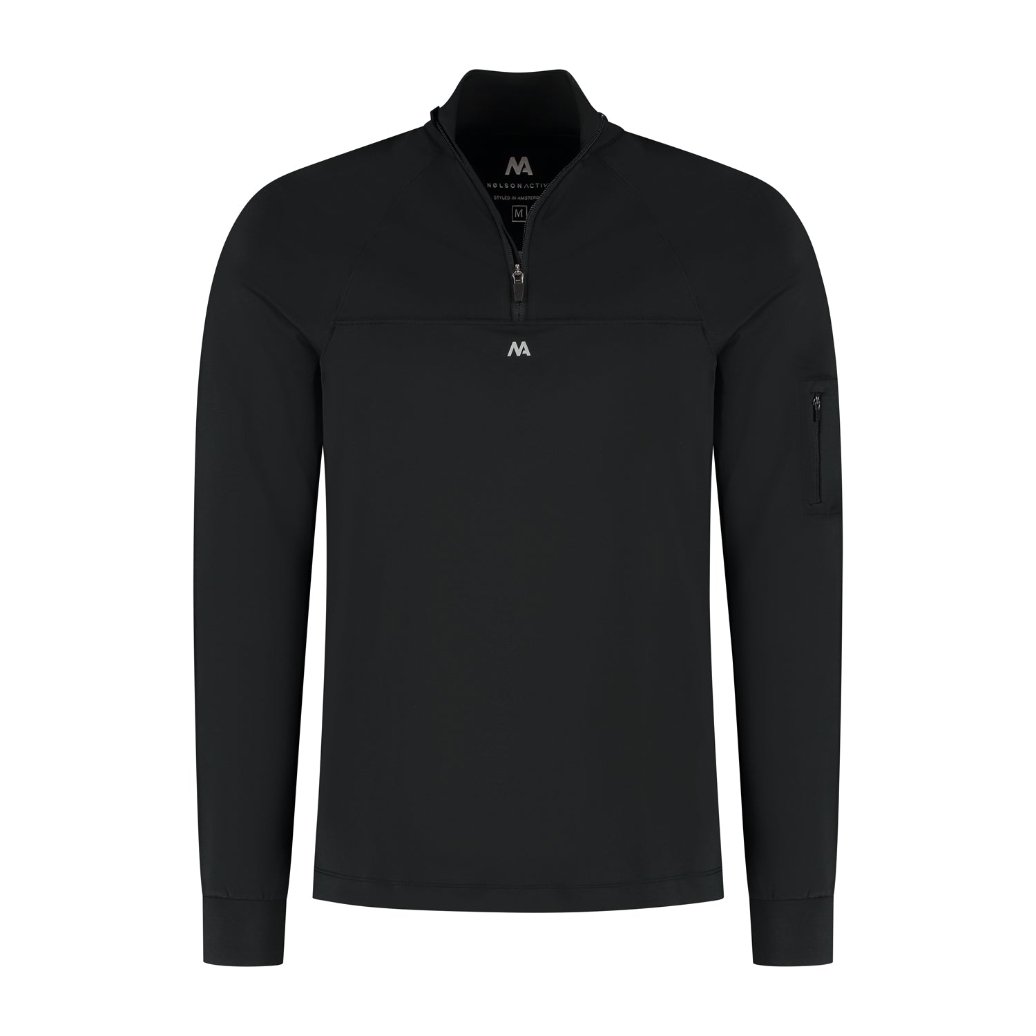  Black sports zip for men. Stylish and comfortable zip jumpers for any workout in a black colour.