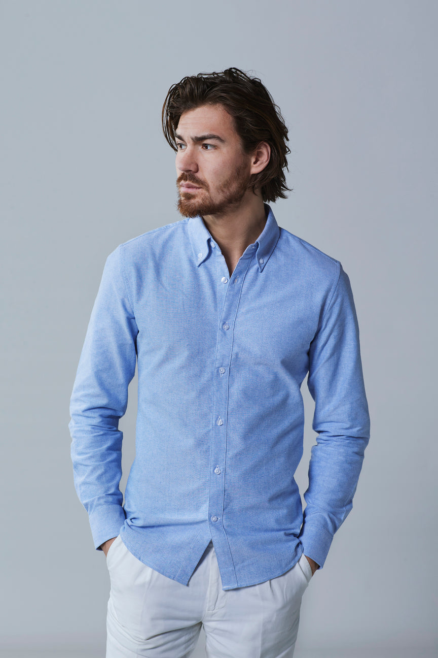 Blue button down shirt for men