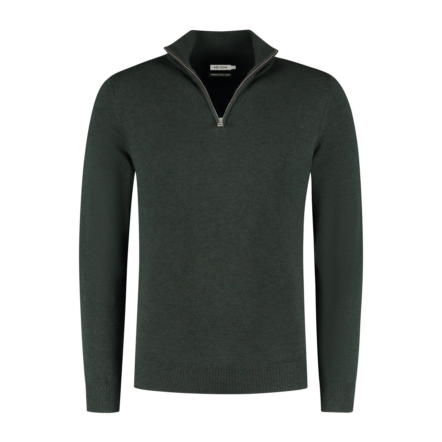 Men's green sweater or quarter zip. Stylish and comfortable sweater for any event in a dark green colour.