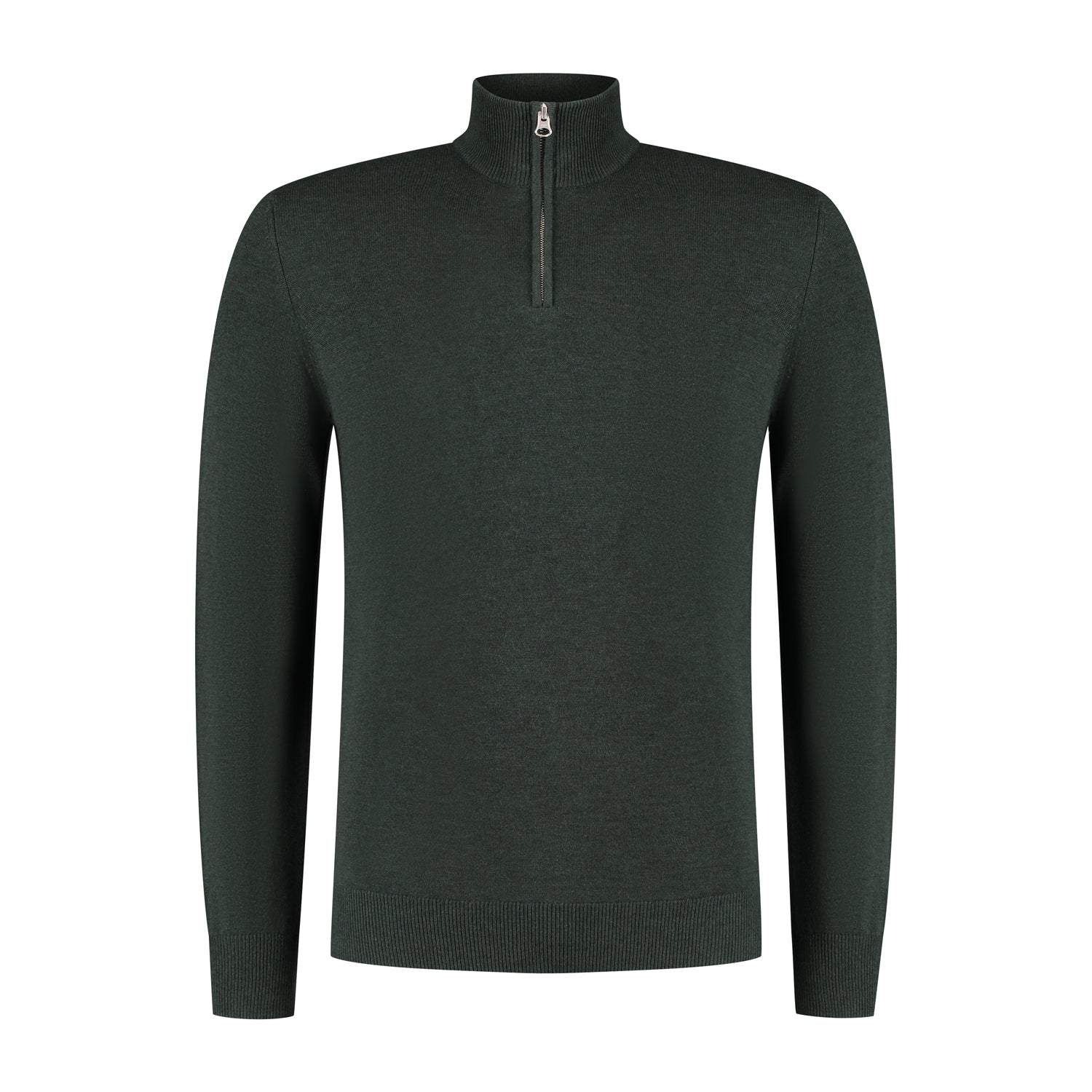 Men's green sweater or quarter zip. Stylish and comfortable sweater for any event in a dark green colour.