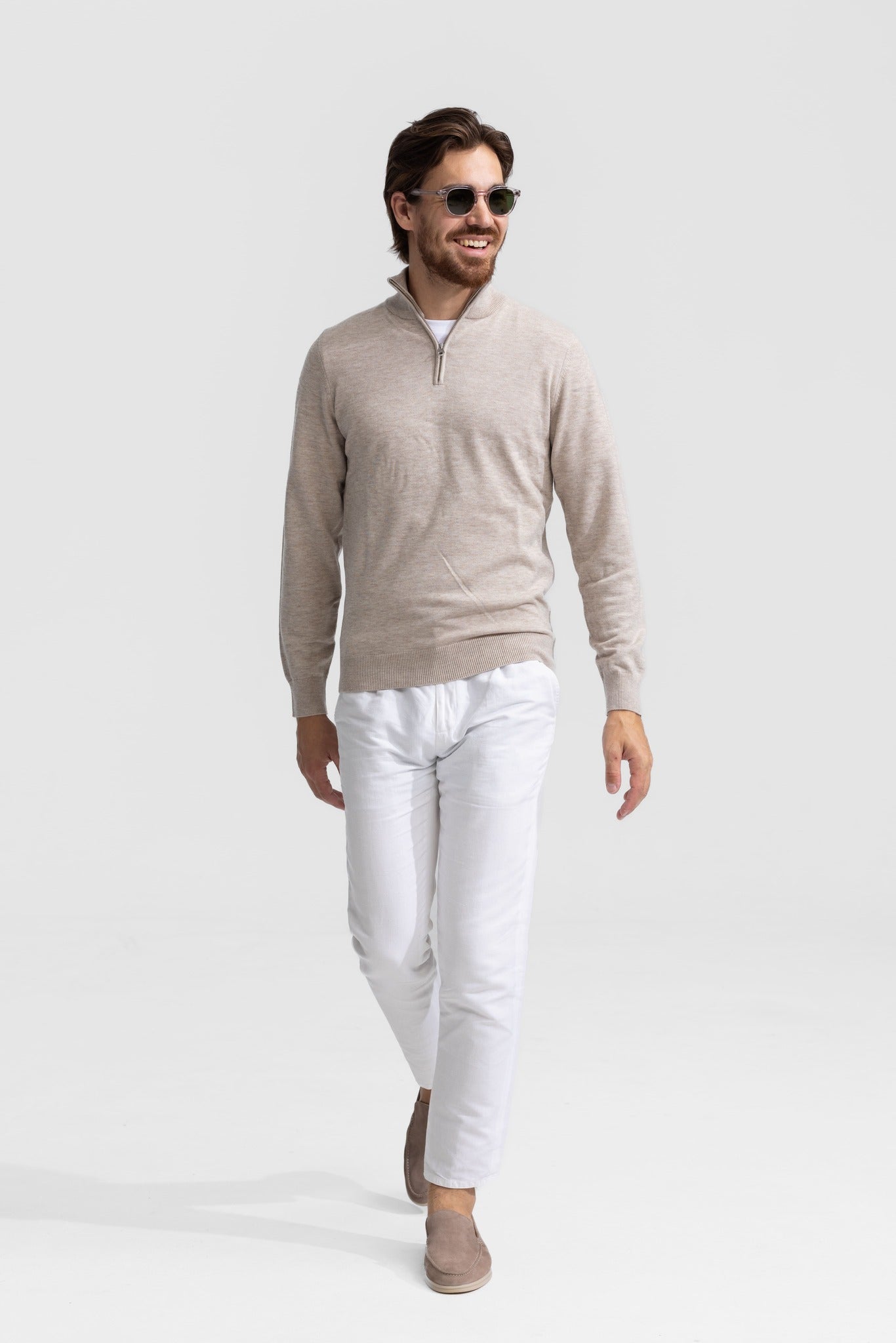 pullover in beige for men at nølson called quarterzip beige