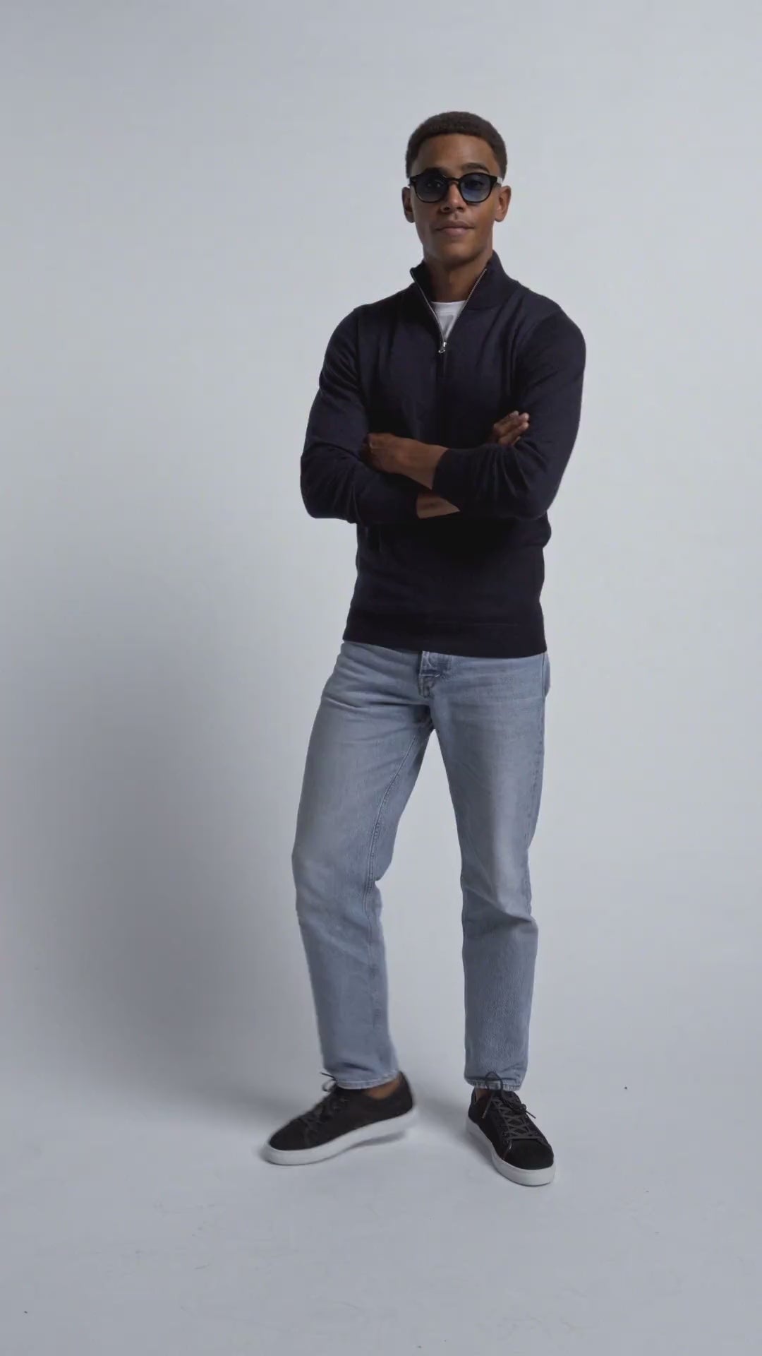 pullover in navy for men at nølson called quarterzip navy