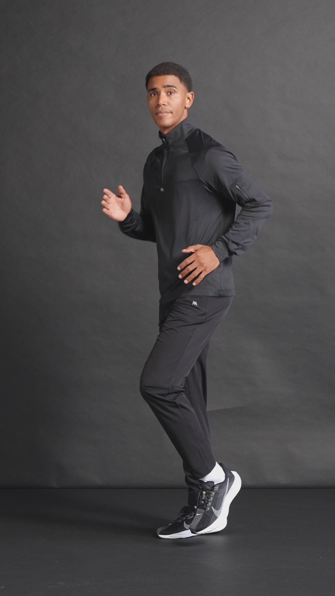 Men's long black sports pants. Stylish and comfortable sports pants for any workout in a black colour.