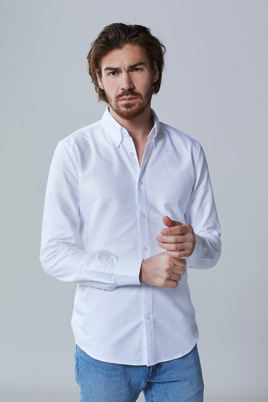 White button down shirt for men